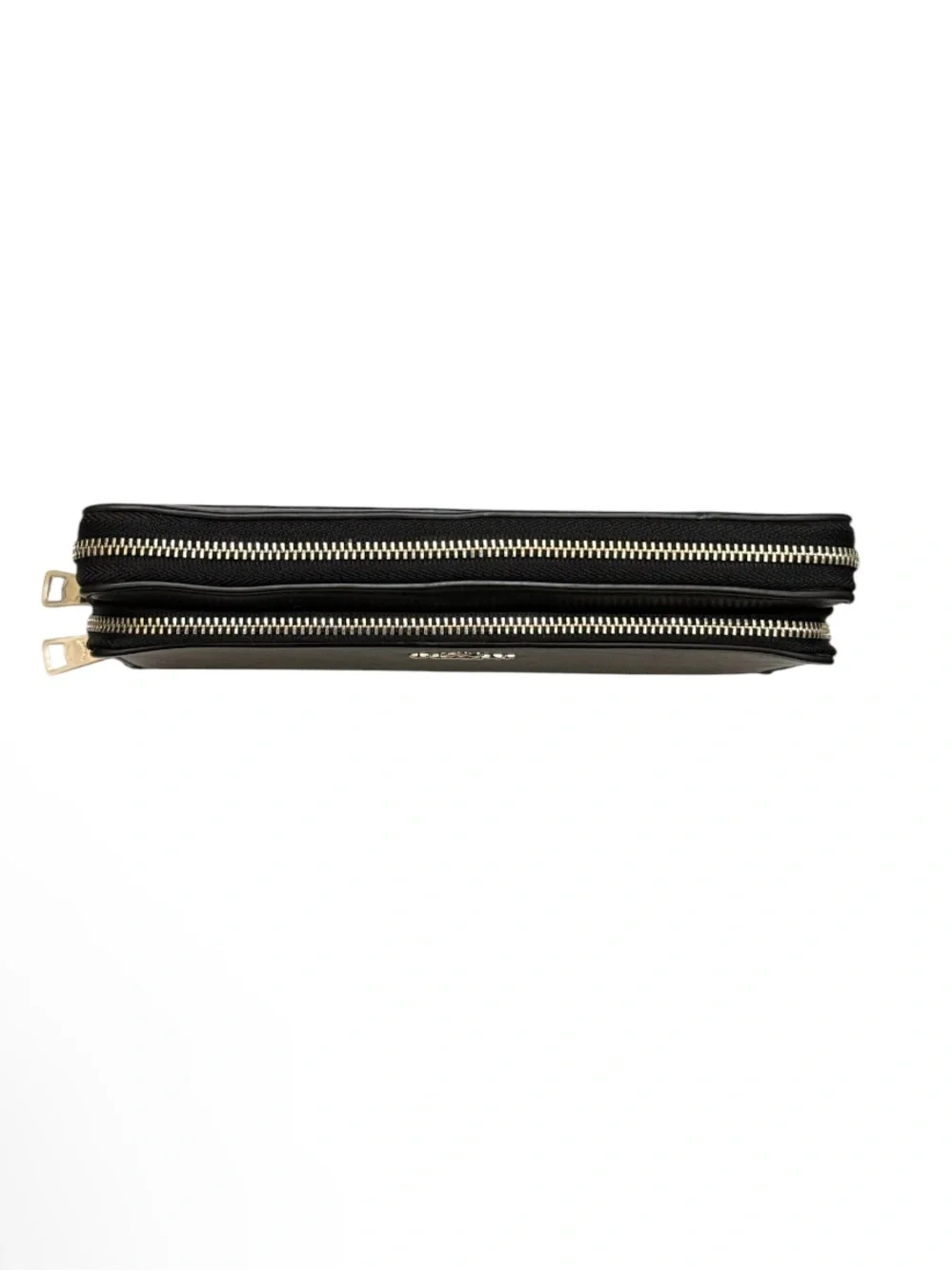 COACH - BLACK SOFT LEATHER LONG DOUBLE ZIP AROUND WALLET